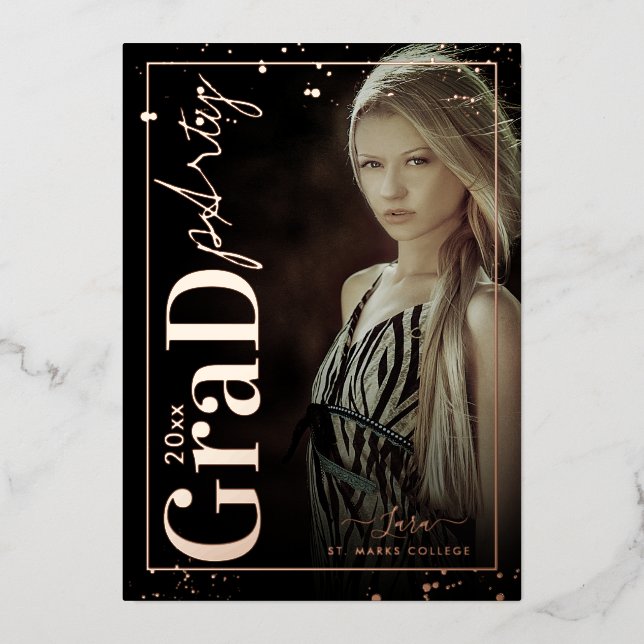 PixDezines Rose Gold Graduation Party Real (Front)