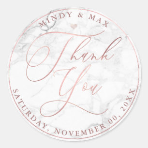PixDezines ROSE GOLD ROMANTIC SCRIPT THANK YOU Classic Round Sticker