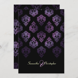 PixDezines Rossellini Damask, Lavender/Black Invitation