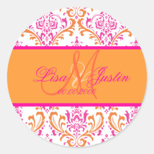 PixDezines Rossi Damask,  autocollants de monogram