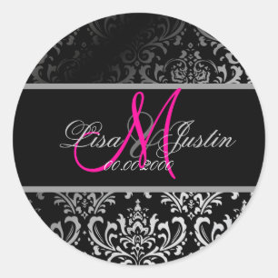 PixDezines Rossi Damask,  custom colour!!!! Classic Round Sticker