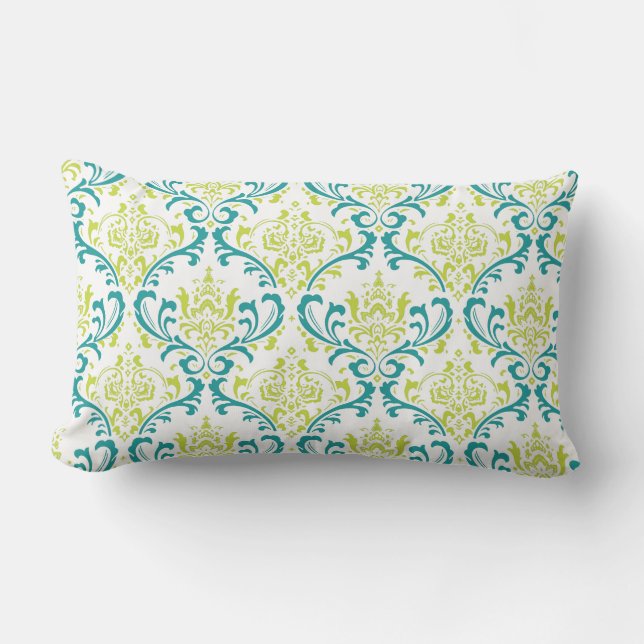 PixDezines rossi damask/diy background colours Lumbar Pillow (Front)