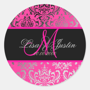 PixDezines Rossi Damask,  DIY colour!!!! Classic Round Sticker