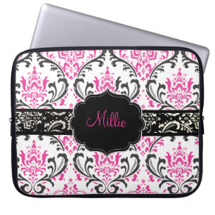 PixDezines Rossi Damask/DIY monogram+colour! Laptop Sleeve