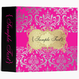 PixDezines Rossi Damask/Faux Silver/DIY Pink Binder