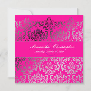 PixDezines Rossi Damask, Hot Pink Invitation