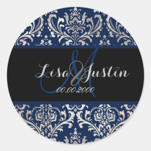 PixDezines Rossi Damask, monogram/DIY colour! Classic Round Sticker