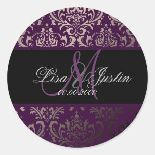 PixDezines Rossi Damask, monogram/DIY colour! Classic Round Sticker