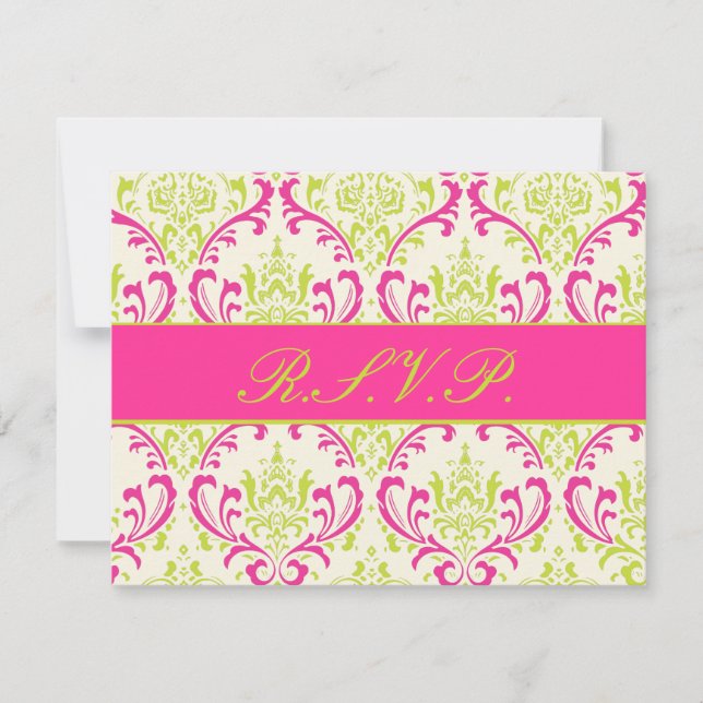PixDezines Rossi Damask, RSVP pour les invitations (Devant)