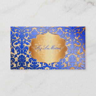 PixDezines royal blue flora damask/faux parchment Business Card