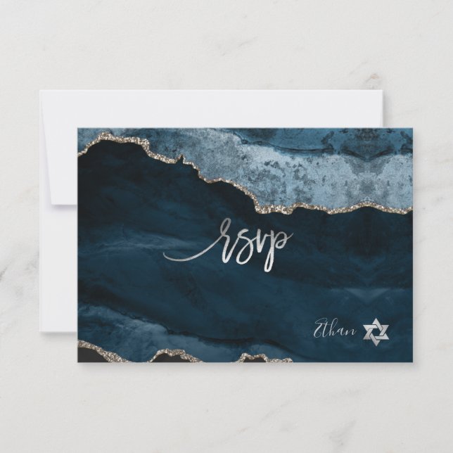 PixDezines RSVP Aquarelle Agate Bar Mitzvah ✡ (Devant)