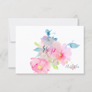 PixDezines RSVP Aquarelle Fleurs Bat mitzvah ✡