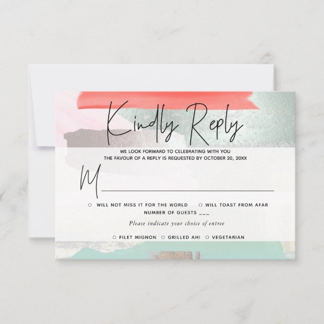 PixDezines RSVP avec repas, Art moderne, Corail de (Devant)