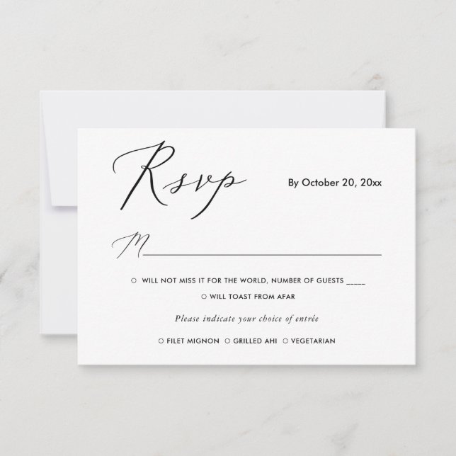 PixDezines RSVP avec repas, Élégante calligraphie (Devant)