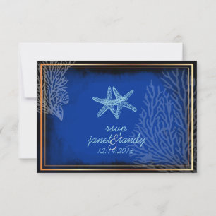 PixDezines rsvp blue starfish+coral/diy colour Card