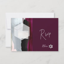PixDezines RSVP Bourgogne Aquarelle Bar Mitzvah ✡