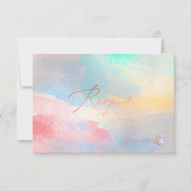 PixDezines RSVP brossé Aquarelle Bat mitzvah ✡ (Devant)