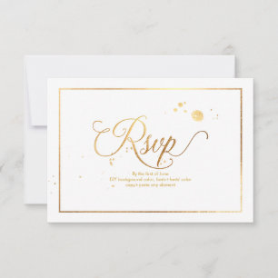 PixDezines RSVP Dazzled Faux Gold Marble Confetti Card