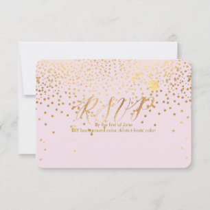 PixDezines RSVP Dazzled/Faux Gold/Rose Quartz Card