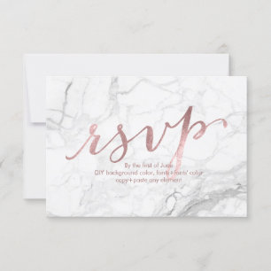 PixDezines RSVP Dazzled/Faux Rose Gold/Marble Card
