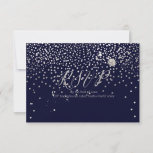 PixDezines RSVP Dazzled/Faux Silver/Navy Blue