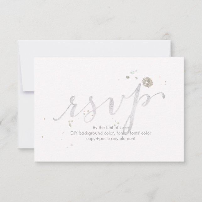 PixDezines RSVP Dazzled/Faux White Gold Card (Front)
