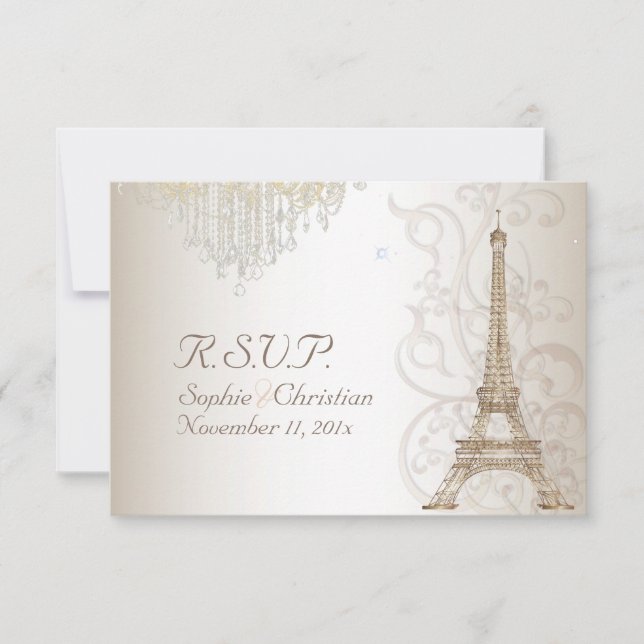 PixDezines RSVP Faux Bronze Eiffel Tower/Champagne (Front)