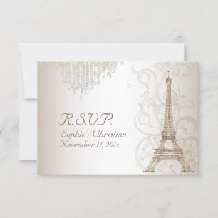 PixDezines RSVP Faux Bronze Tour Eiffel/Champagne