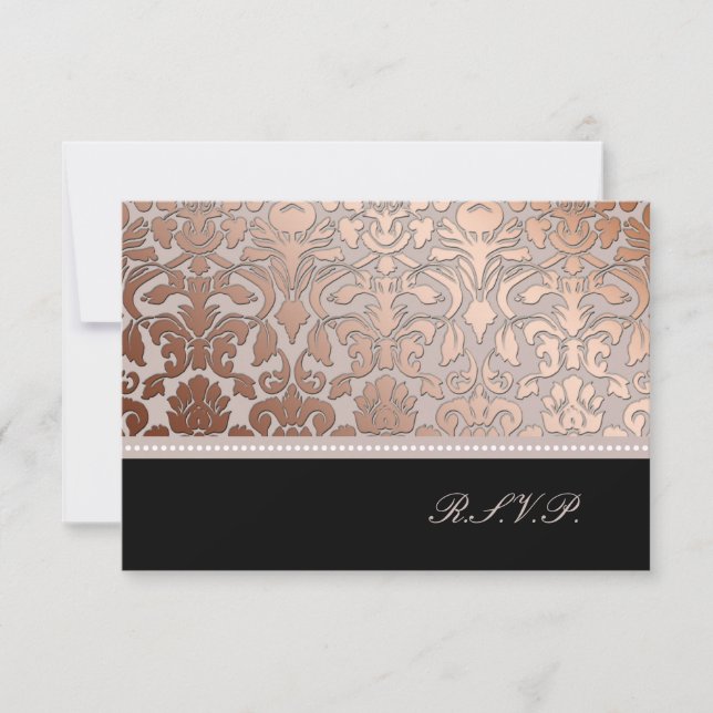 PixDezines rsvp faux copper damask/diy colours Card (Front)