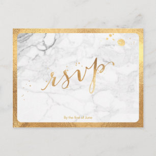 PixDezines RSVP/FAUX GOLD/MARBLE/FUN SCRIPT Invitation Postcard