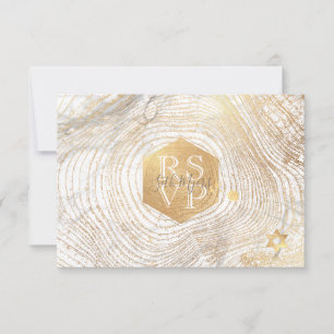 PixDezines RSVP Faux Gold Tree Rings Bar Mitzvah ✡