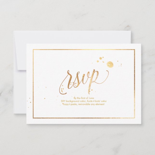 PixDezines RSVP Faux Gold Veins Marbre Confetti (Devant)