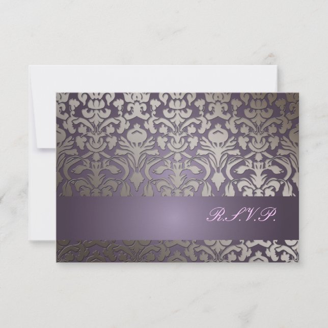 PixDezines rsvp Flora Damask/ plum Card (Front)