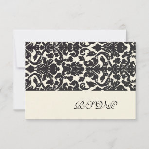 PixDezines rsvp (for 5x7) Black Flora Damask Card