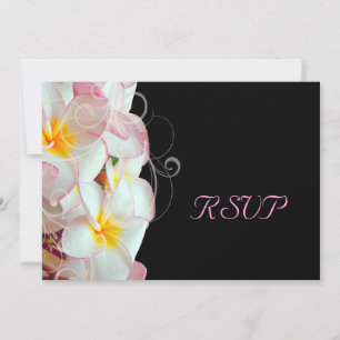 PixDezines rsvp for 5x7 Pink Plumeria/beach Invitation
