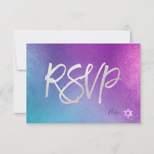 PixDezines RSVP H2 Ombre Purple+Bat mitzvah rose ✡ (Devant)