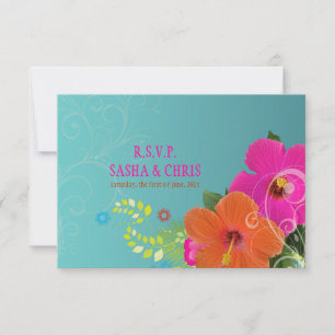 PixDezines rsvp hibiscus+fern Card