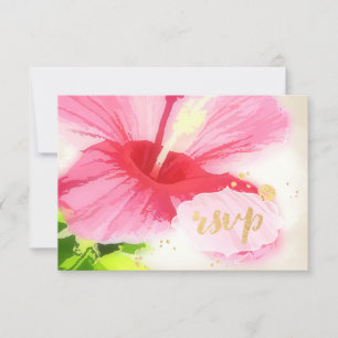 PixDezines rsvp hibiscus/luau/faux parchment Card