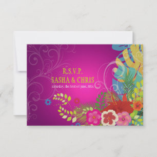 PixDezines rsvp hibiscus+monstera/jaune+fuschia