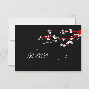 PixDezines rsvp Love Birds+Red Cherry Card