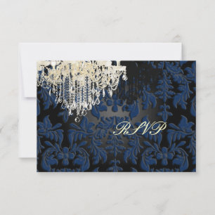 PixDezines rsvp Midnight Blue+black/Chandelier Card