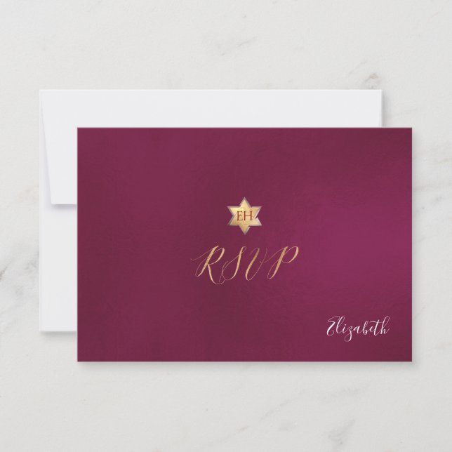 PixDezines RSVP minimaliste Dahlia Red Mitzvah ✡ (Devant)