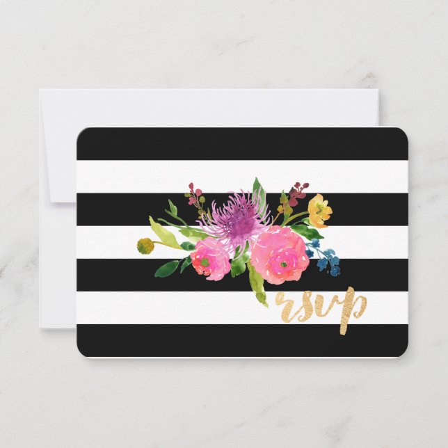 PixDezines rsvp mitzvah/DIYstripes/floral (Front)