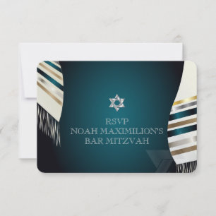 PixDezines RSVP Mitzvah/tallit sarcelle/fond DIY