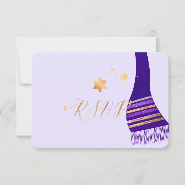 PixDezines rsvp mitzvah/Violet Tallit (Devant)