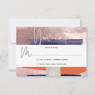 PixDezines RSVP Navy Blue Coral, Colour Block Card