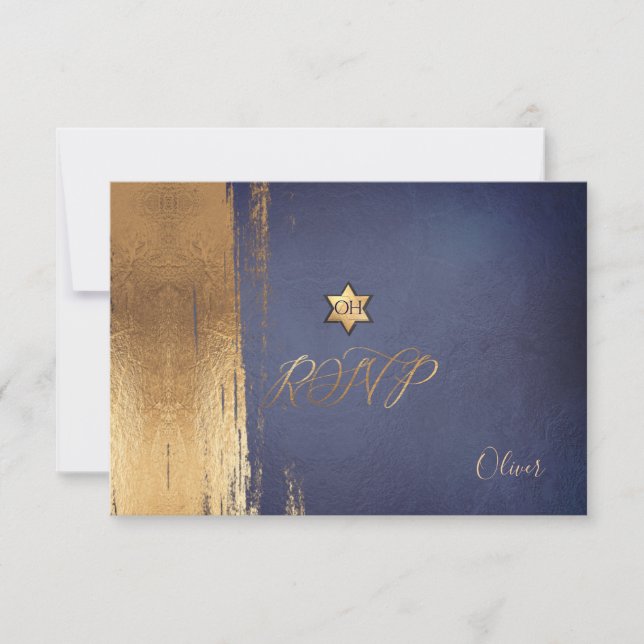 PixDezines RSVP Navy Blue Mitzvah ✡ (Devant)