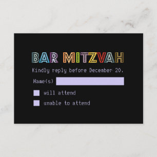 PixDezines rsvp neon lights bar mitzvah Card