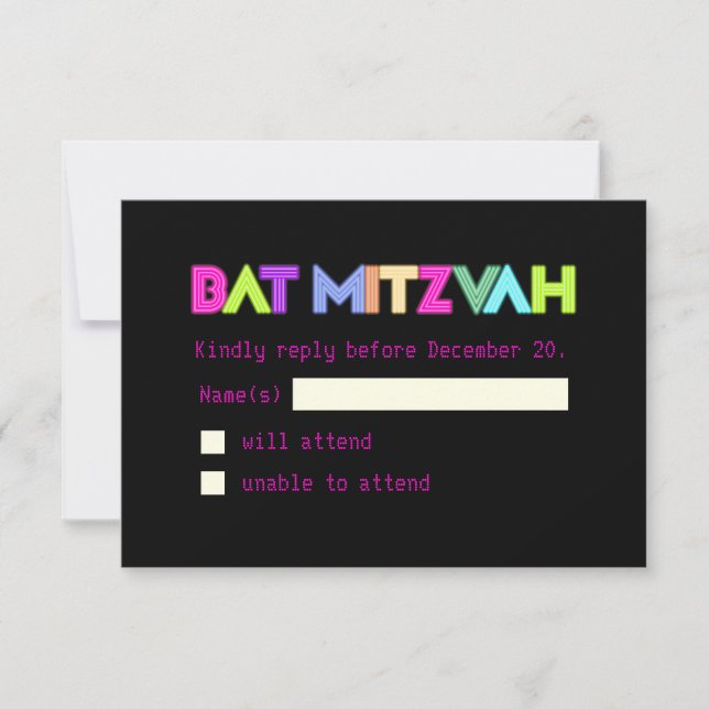 PixDezines Rsvp Neon Lights/Vegas Style/Mitzvah (Front)