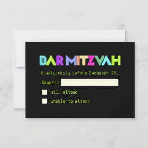 PixDezines Rsvp Neon Lights/Vegas Style/Mitzvah Card